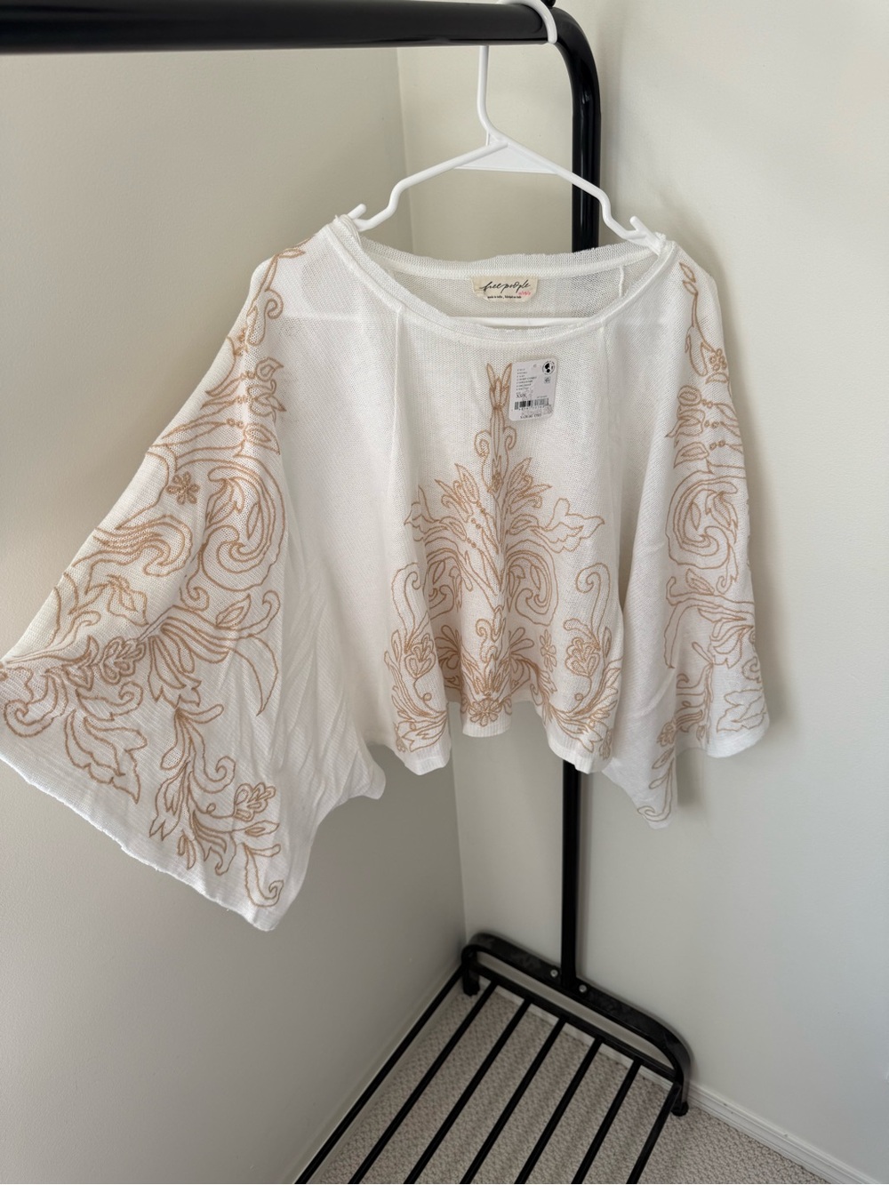 Free People White Top with Embroidery